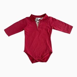 Burberry Infant Burgundy Bodysuit with Collar